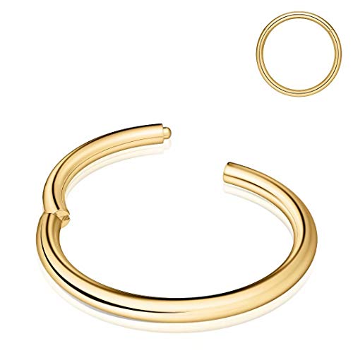 Nose Rings Hoop, 316L Surgical Steel 20G 18G 16G 14G Hypoallergenic Nose Rings Septum Cartilage Hoop Earring Conch Piercing Jewelry for Women, Diameter 5mm to 14mm, Gold, Rose Gold, Silver, Black - style: 1pcs, Gold, 18g, Diameter: 6mm