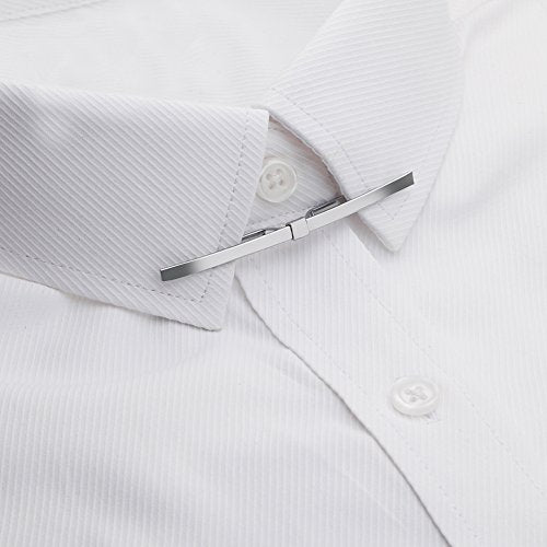 AnotherKiss 6-Pack Tie Collar Bar Pins for Men, Gold Silver Tone | Six gold and silver tone collar bar pins lift the tie knot and add polished style for business, weddings and formal outfits.