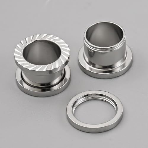 ARTFAN Black Silver Ear Gauges, 4PCS Stainless Steel Screw Plugs Tunnels Gauges for Stretched Ears, Ear Gauges Stretcher for Women Men, Hypoallergenic Body Piercing Jewelry - size: 9/16in (14mm)