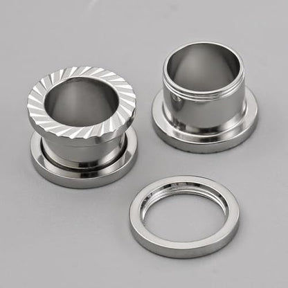 ARTFAN Black Silver Ear Gauges, 4PCS Stainless Steel Screw Plugs Tunnels Gauges for Stretched Ears, Ear Gauges Stretcher for Women Men, Hypoallergenic Body Piercing Jewelry - size: 9/16in (14mm)