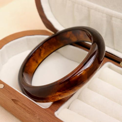 Chunky Resin Wide Bangle Bracelets for Women, Trendy Statement Minimalist Acrylic Bracelet Prom Holiday Jewelry Gift - color: Amber