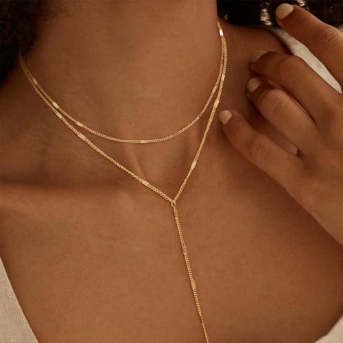 VIROMY Gold Long Y Necklaces for Women Trendy - Dainty Lariat Chain Drop Pendant Necklace for Women Gold Statement Jewelry - color: Y Necklace 10