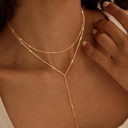 VIROMY Gold Long Y Necklaces for Women Trendy - Dainty Lariat Chain Drop Pendant Necklace for Women Gold Statement Jewelry - color: Y Necklace 10