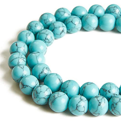 100pcs 6mm Blue Turquoise Beads Natural Gemstone Beads Round Loose Beads for Jewelry Making - color: Blue Turquoise, size: 6mm