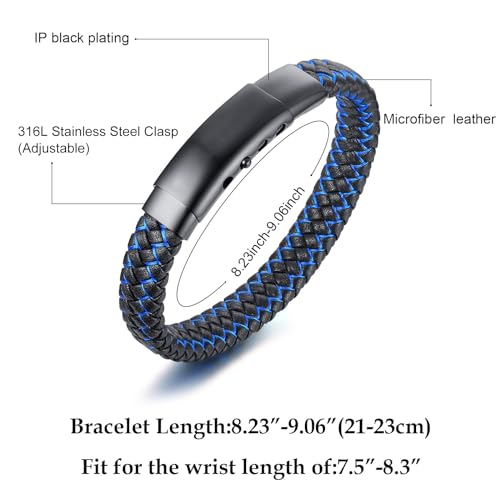 VNOX Men's Inspirational Mantra Engarved Handmade Braided Leather Adjustable Cuff Bangle Bracelet Encouragement Motivational Gift for Men - style: Custom