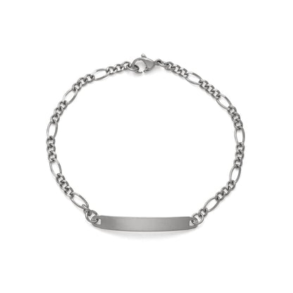 Speidel Ladies Engravable ID Figaro Bracelet With Polished Plaque