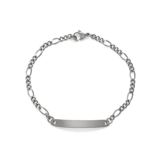Speidel Ladies Engravable ID Figaro Bracelet With Polished Plaque