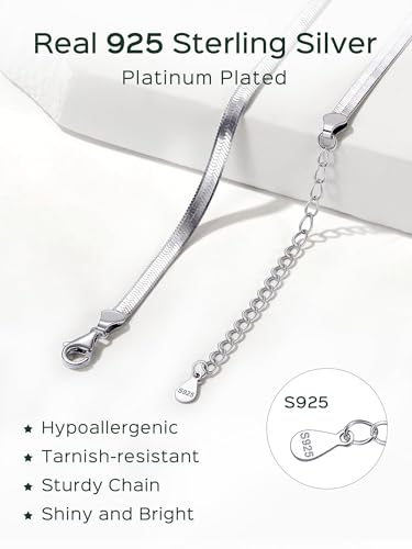ChicSilver 925 Sterling Silver Ankle Bracelet for Women, Simple Cuban Link/Figaro/Twist Rope Chain Anklets for Beach Party(with Gift Box) - style: 03: Snake Chain-3mm wide