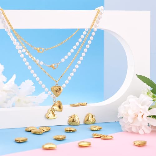 Elecrelive Locket Pendants Photo Frame Charms Memory Photo Charms Heart Locket Photo Frame Pendants - color: Gold