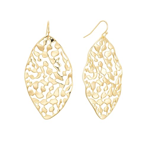 Sylph Large Gold Earrings for Women, Chunky Gold Statement Drop Dangle Earring Maple Leave Ginko Leaf Jewelry Gifts - style: 01 Gold Leaf Earrings-2.1"