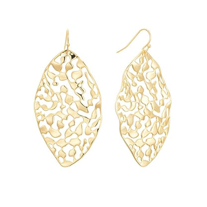 Sylph Large Gold Earrings for Women, Chunky Gold Statement Drop Dangle Earring Maple Leave Ginko Leaf Jewelry Gifts - style: 01 Gold Leaf Earrings-2.1"