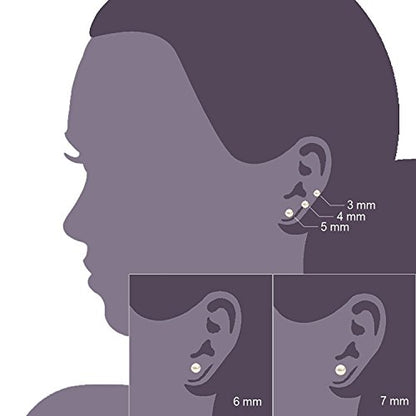 Jewelrieshop Faux Pearl Stud Earrings 5 Pairs, Stainless Steel Hypoallergenic Starter Set for Women - color: White