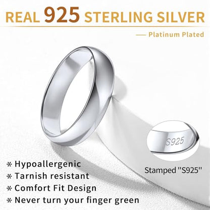 ChicSilver 2/3/5mm 925 Sterling Silver Ring Customizable Plain Dome High Polished Wedding Band Comfort Fit Size 4-12 - color: 5MM Silver