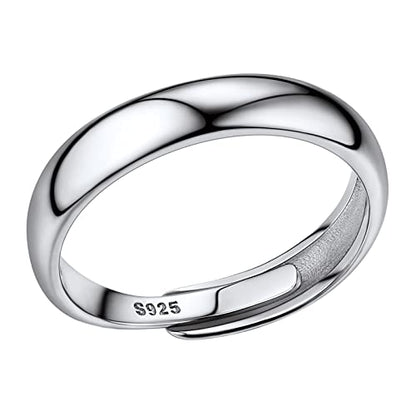PROSILVER 925 Sterling Silver Adjustable Open Ring for Women, Solid Sterling Silver Stackable Ring, knuckle Finger Ring, Pinky Ring, Come with Box - style: 04 4.5mm Band Ring