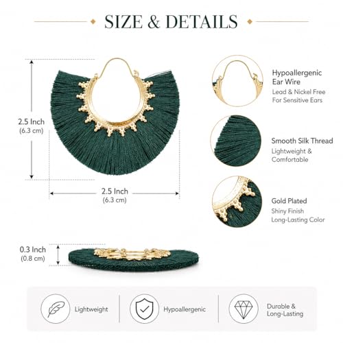 Tassel Hoop Earring Statement Thread Dangle Earrings Stylish Long Fringe Drop Earrings Lightweight Long Swingy French Hook Earrings for Women - color: B Grey