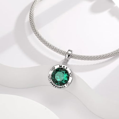 Birthstone Charms for Women Bracelets Birthday Bead Charms fit Pandora Bracelets Mothers Day Gifts for Women - color: 05-May(Emerald)