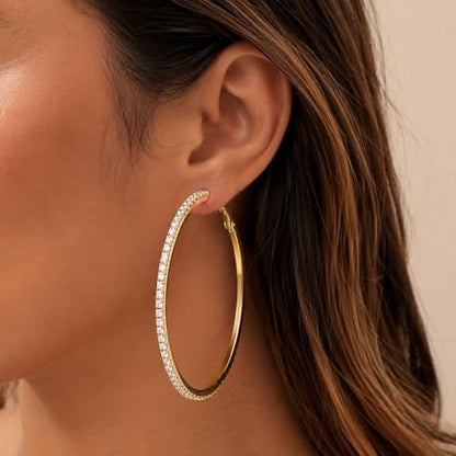 Big Chunky Gold Hoop Earrings for Women Beaded Large Statement Earrings Lightweight Fashion Jewelry Daily Wear Party Gift - color: F1:Gold 6.5cm