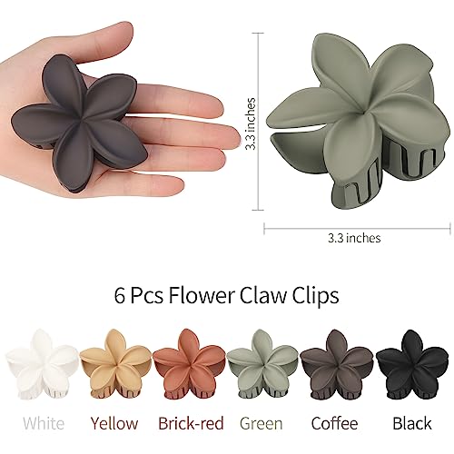 Sisiaipu Hair Clip, 6 Pcs Large Flower Claw Clips for Thick & Medium Hair, Hawaiian Flower Hair Clips, Beach Hair Accessories for Women and Girls - Basic - color: Basic