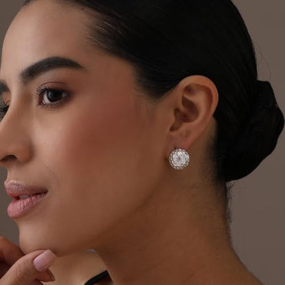 LeCalla 925 Sterling Silver Omega Back Stud Earrings for Women | Classic Pierced Omega Closure Earring | Earring Jewelry Gift for Her, Wife or Girlfriend | Daily Wear & Special Occasion Earring - color: Golf Ball