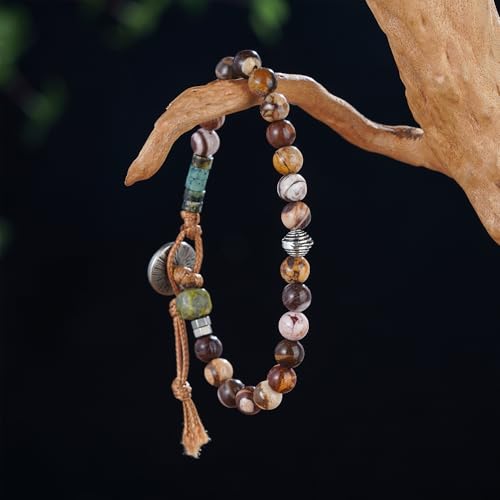 Plumiss Women Boho Handmade Natural Stone Crystal Leather Bead Wrap Bracelets Collection - style: Australian Zebra Stone