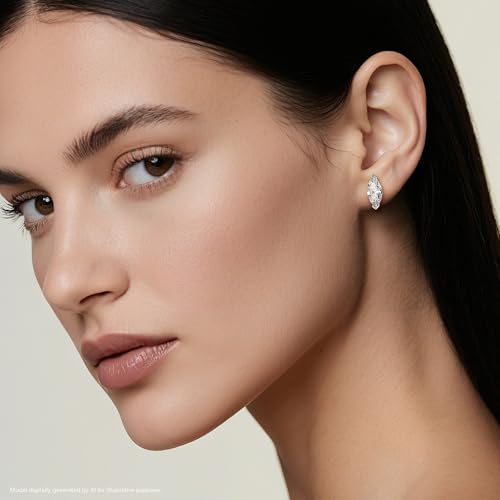 Brilliant Heart-cut/Oval-cut/Trillion-cut/Cushion-cut/Emerald-cut/Marquise-cut Stud, 925 Sterling Silver Cubic Zirconia Stud Earrings for Women Men - style: E-Marquise-cut-silver