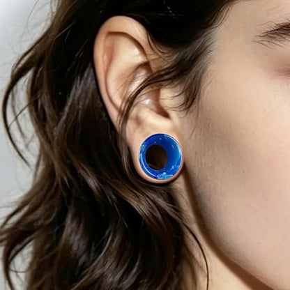 2 Pairs Matched Set Gauges for Ears Flesh Tunnels Kits Plugs Earrings Blue Acrylic Ear Expander Stretchers Piercing. - color: Y6636L, size: 7/8"(22mm)