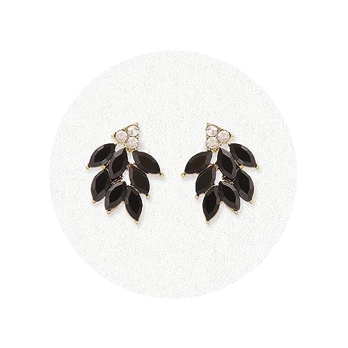 Rhinestone Stud Earrings for Women Small Dainty Crystal Cluster Drop Earrings for Girls Cute Costume Jewelry for Bridal Wedding Party Gift - color: Black