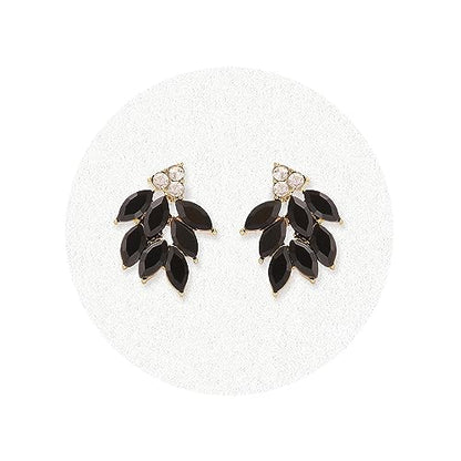 Rhinestone Stud Earrings for Women Small Dainty Crystal Cluster Drop Earrings for Girls Cute Costume Jewelry for Bridal Wedding Party Gift - color: Black