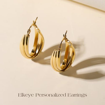 Golden Hoop Earrings For Women The Twisted Close-Fitting Hoop Shape Is Crafted With Gold-Plated Material And S925 Silver Pins Light Luxury Elegant Unique And Minimalist Style - color: Gold