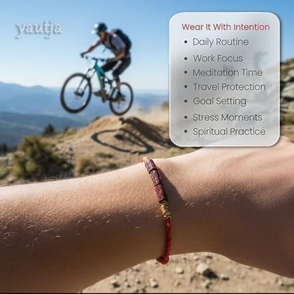 Yautja Tibetan Buddhist Red Buddha Spiritual Protection Red String Bracelet | Meditation Prayer Jewelry for Good Luck Health Wealth, Cinnabar Beads Exorcism Bracelet with Amulet Card, Handmade Adjustable - color: red with talisman
