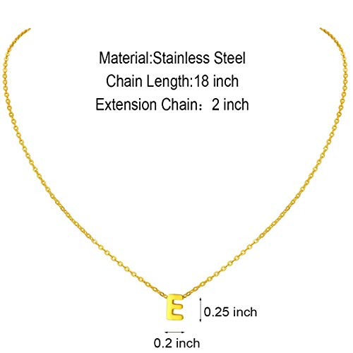 MOMOL Tiny Initial Necklace 18K Gold Plated Small Letter Necklace Personalized Name Necklace for Women - color: Gold E