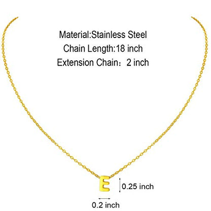 MOMOL Tiny Initial Necklace 18K Gold Plated Small Letter Necklace Personalized Name Necklace for Women - color: Gold E