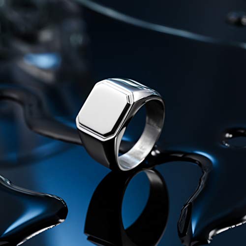 MeMeDIY Personalized Engraved Initial Monogram Signet Ring for Men Women Customize Stainless Steel Wedding Letter Rings Jewelry Bundle with Ring Size Adjusters - color: A3: Silver - Monogram