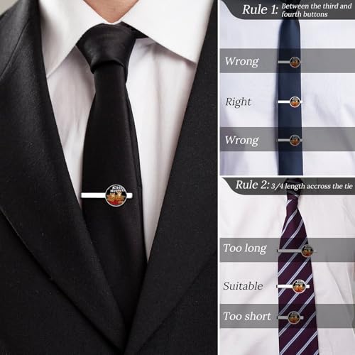 Tie Clip for Men, Tie Bar Cufflinks Set, Copper Necktie Clip And Shirt Cuff Links for Business Wedding Gift - color: Kitten Nuggets Cat Treats