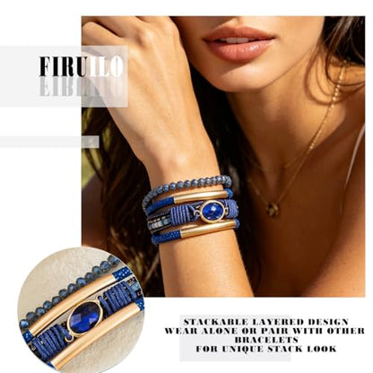Charm Bracelet Silver Cartoon Friendship Bracelets Stainless Steel Adjustable Bangles for Women Blue - color: A-Blue