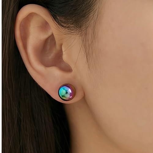 3/4 Pairs Stainless Steel Ball Stud Earrings, High Polished Round Ball Earrings Set for Women & Men 4-10mm - color: Multicolor