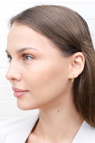 Hoops & Loops 925 Sterling Silver Twisted Hoop Earrings for Women - Hypoallergenic 14K Gold, Rose Gold, Black Flash Plated 2mm Thin Twist Design Round Click-Top Hoops, 15/20/25/30/35/40/50/60mm - color: Gold-15mm (0.59 inch)