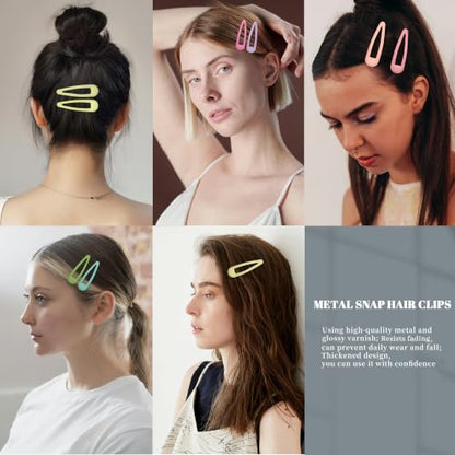 Small Hair Barrettes For Women No Slip Metal Snap Clips For Thin And Fine Hair,Matte Yellow Pink Blue Green Purple,20 PCS,1.97 x 0.5 Inch. - color: Matte Yellow Pink Blue Green Purple