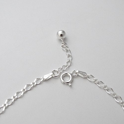 FashionJunkie4Life Sterling Silver Adjustable Link Anklet with Extension, Sterling Silver ankle bracelets for women, Summer bracelets, Foot Jewelry, Boho Jewelry for women - color: Figaro Link