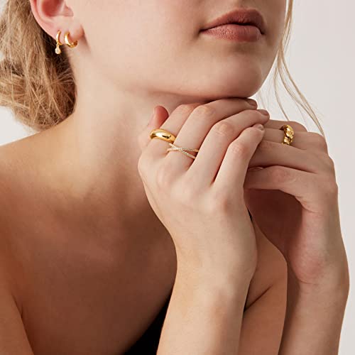 PAVOI 14K Gold Plated X Ring Simulated Diamond CZ Criss Cross Ring for Women - color: Yellow Gold, size: 7