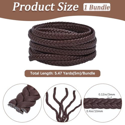 GORGECRAFT 5m x 10mm PU Braided Leather Cord Bolo Tie String 3mm Thick Faux Leather Strips Coconut Brown Flat Leatherette Braided Threads Rope for Bracelet Necklace Jewelry Making Tooling Workshop