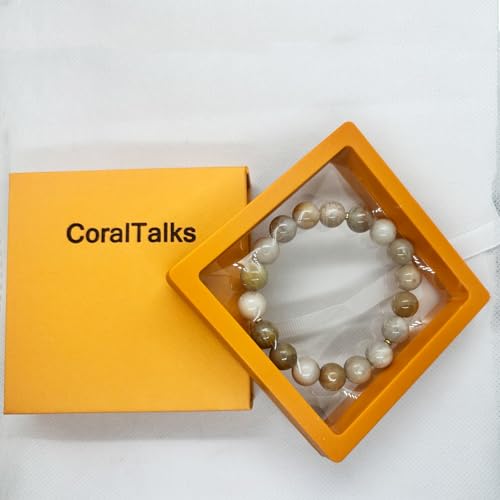 CoralTalks 12mm Handmade Natural Coral Jade Precious Round Beads Stretch Bracelet Unisex Adjustable Size
