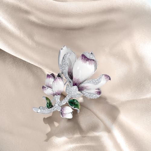 Santuzza 925 Sterling Silver Enamel Brooch Pin for Women - color: [D]Magnolia