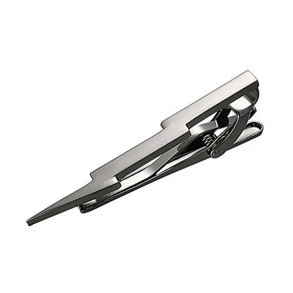 Yoursfs Lightning Bolt Tie Clip for Men Unique 316L Stainless Steel Novelty Tie Bar Super Hero Cool Tie Clips for Valentine's Day Gifts - color: Black