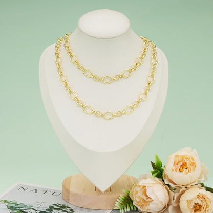 KYUNHOO 5 Meters Light Gold Chain for Jewelry Making Oval Links Chains | Gold Plated Iron Chains for Crafts Necklace Making Jewelry Supplies - color: Oval Circle Gold