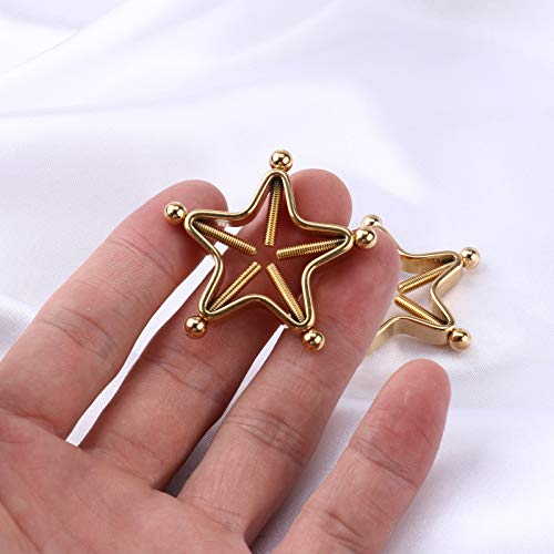 1 Pair Adults Non-Piercings Nipple Shield Adjustable Body Piercing Geometric Stars Nipple Clamp Ring Body Jewelry - color: #1 Gold