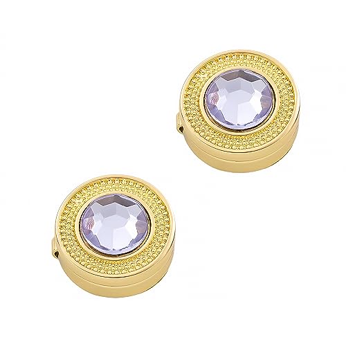 Mens Button Covers Tuxedo Shirt Cufflinks Alternative | Fake cufflinks and alternative fashion jewelry accessories for mens formal business dress shirts suits and groomsmen - color: H Golden purple