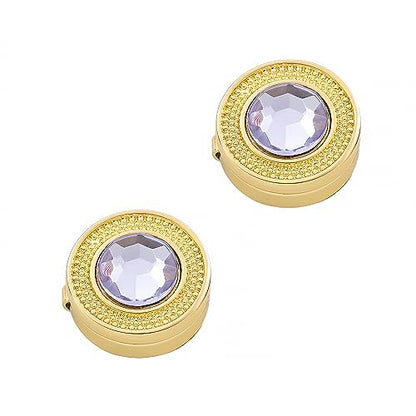 Mens Button Covers Tuxedo Shirt Cufflinks Alternative | Fake cufflinks and alternative fashion jewelry accessories for mens formal business dress shirts suits and groomsmen - color: H Golden purple