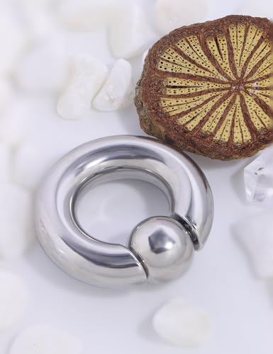 12G 10G 8G 6G 4G 2G 0G 00G Large Septum Rings Gauges Earrings Hoops 316L Surgical Steel Spring Action Captive Bead PA Ring CBR Septum Nose Rings Piercing Jewelry for Women Men - color: Silver, size: 10G=2.5mm Inner Dia: 5/8" (16mm)