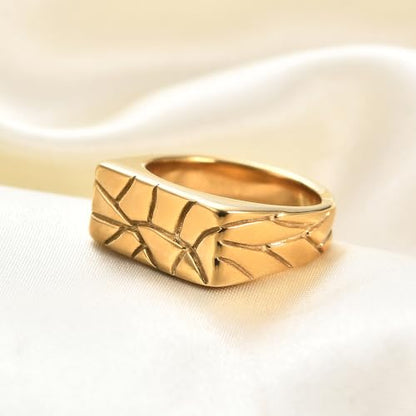 PCY Stainless Steel Gold Plated Men Women Band Ring - color: 8mm Gold FX